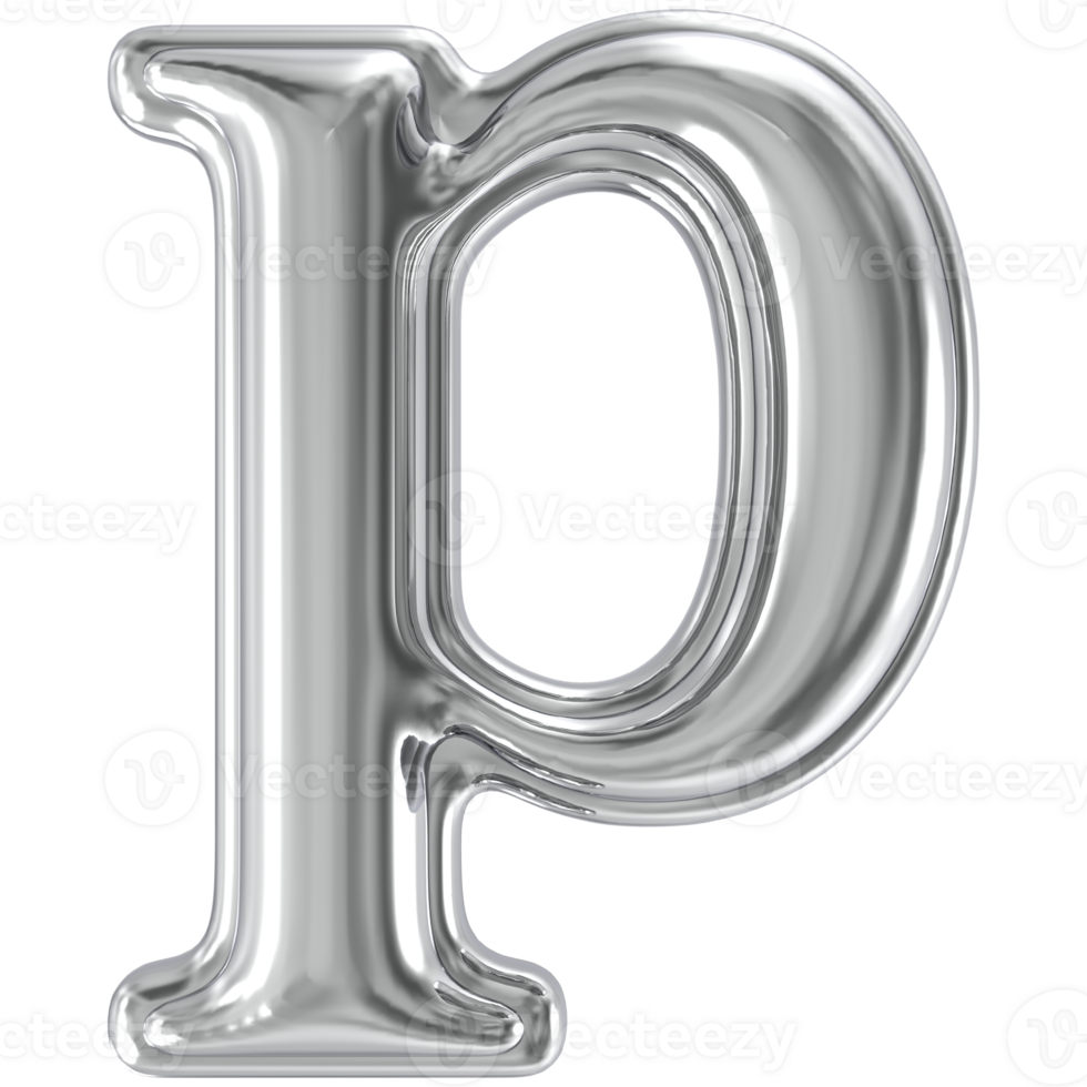 Silver Font p 3D png