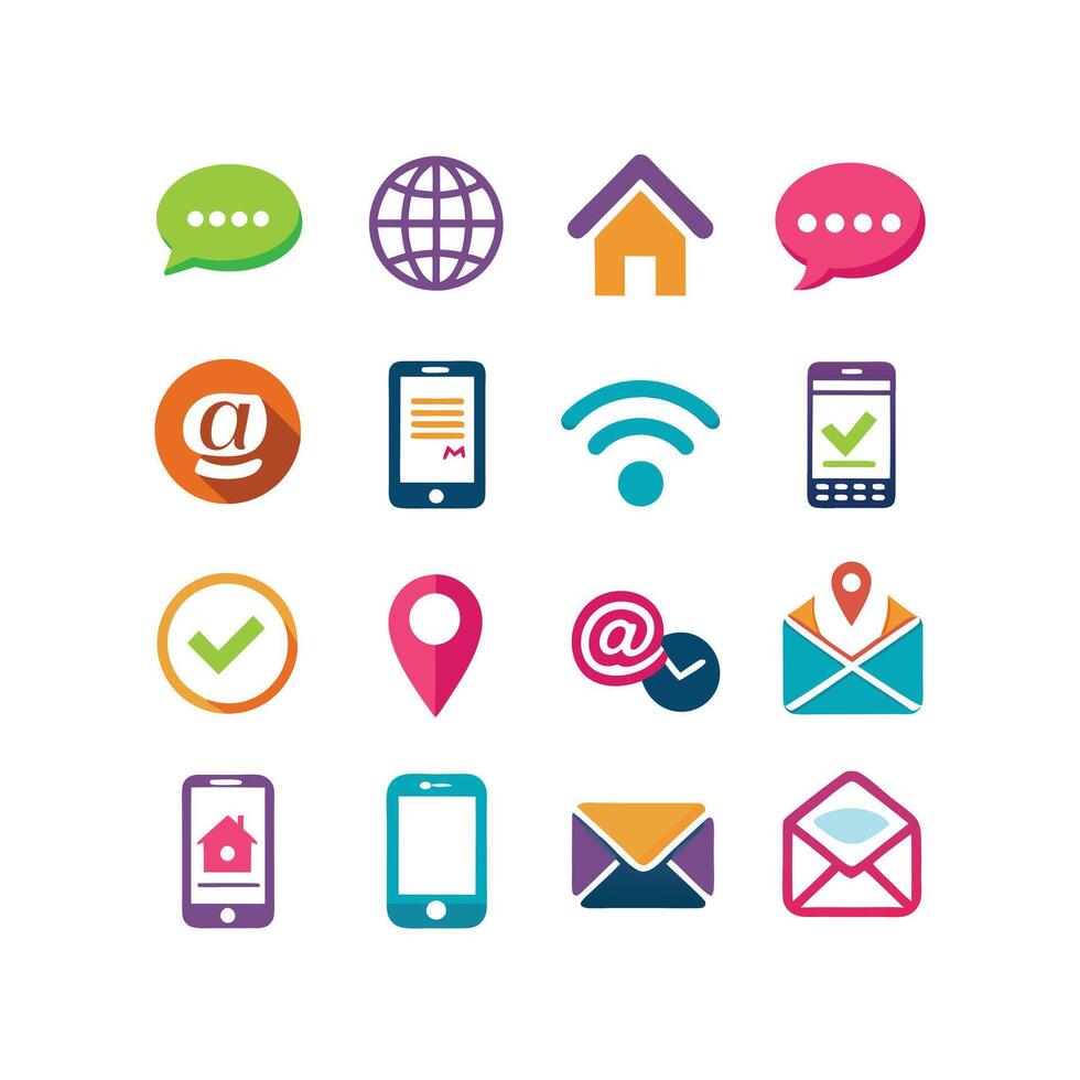 Contact Icon Set Collection Illustration vector