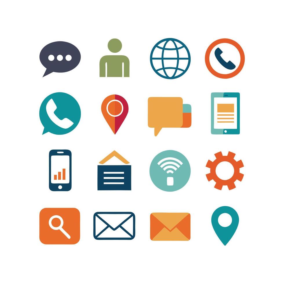 Contact Icon Set Collection Illustration vector