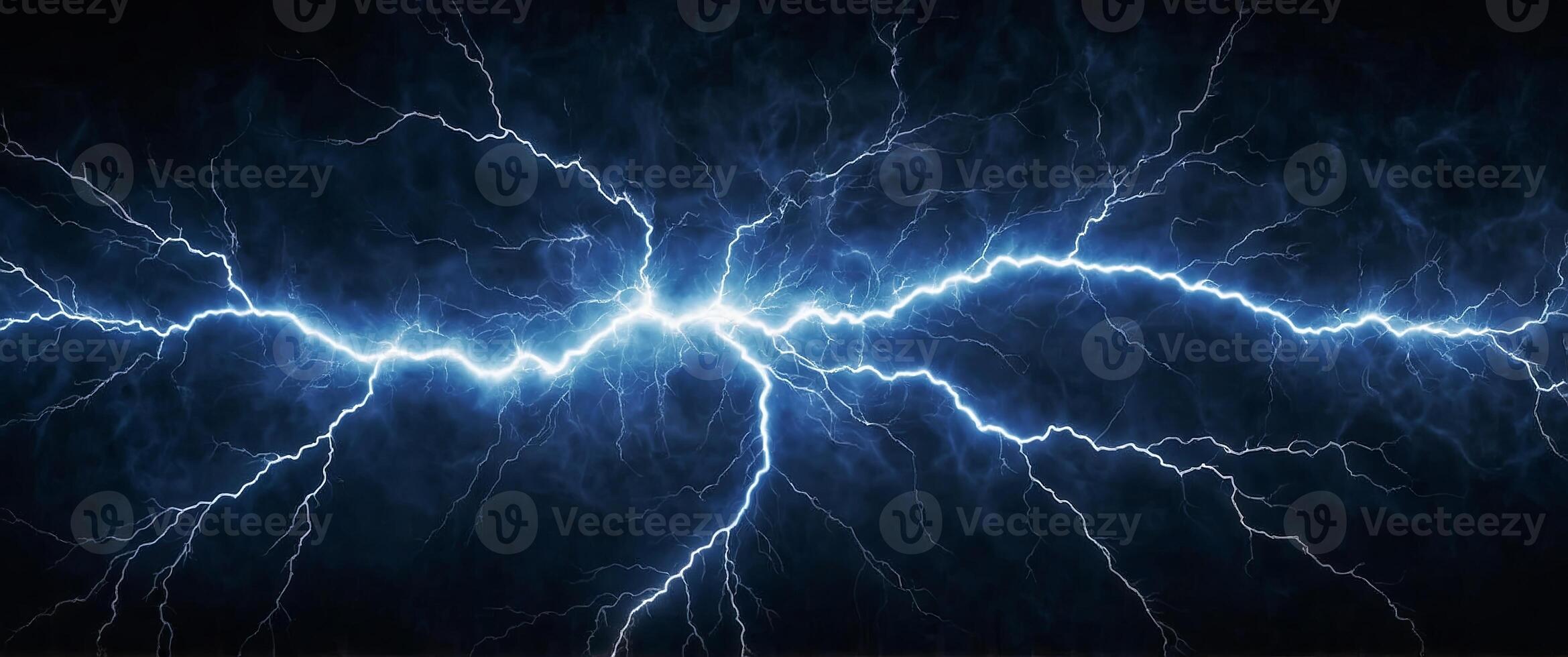 Blue lightning plasma and electrical background enhanced. photo
