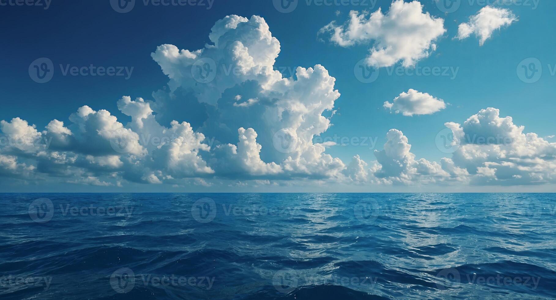 Blue ocean with blue sky and clouds background. photo