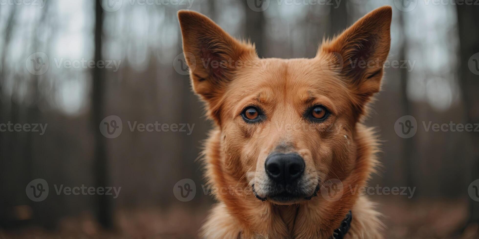 Adopted Dog Lovely Orange Mongrel Doggy with Ravenous Expression. photo