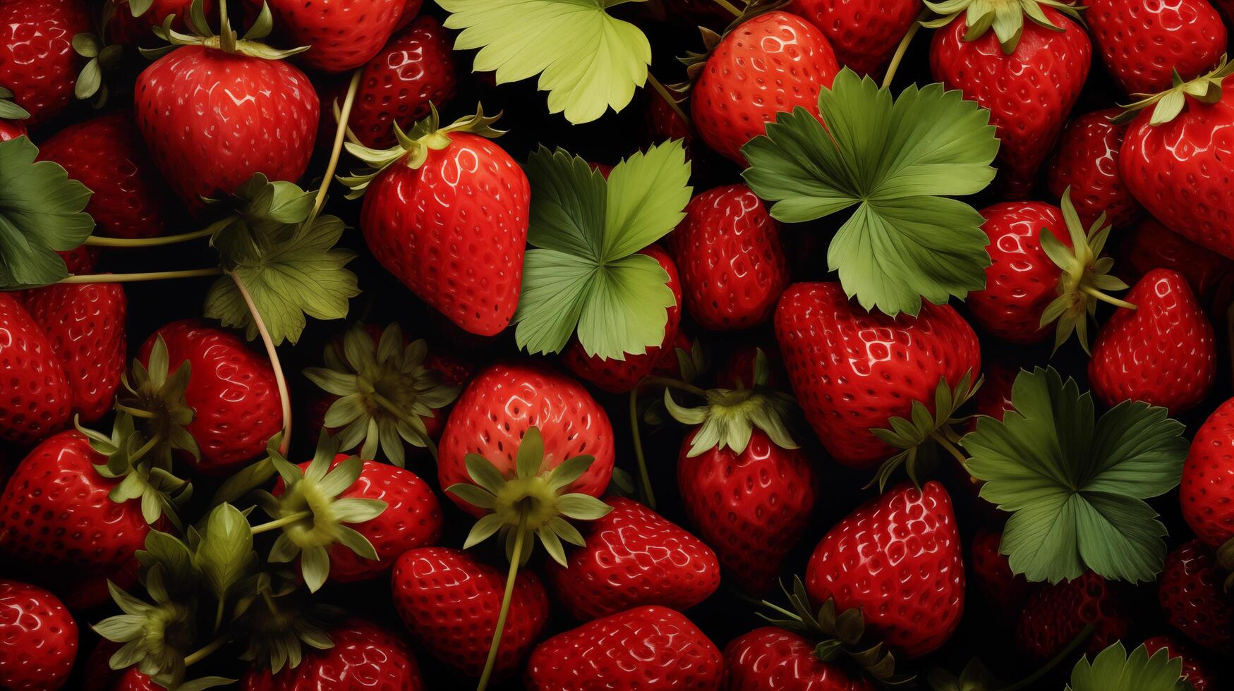 Strawberries background. Top view on fresh organic strawberries. Healthy fruits and vegan background. photo
