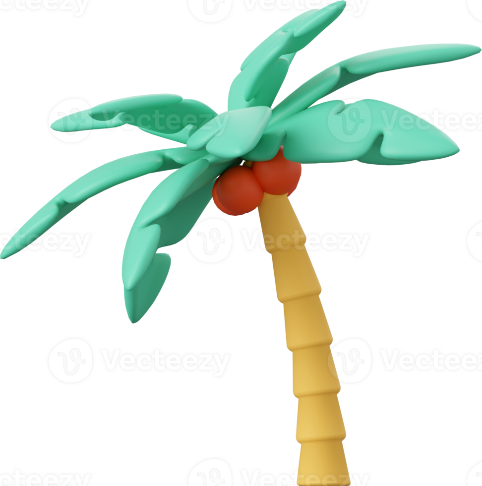 Coconut tree, 3d illustration of Summer concept png