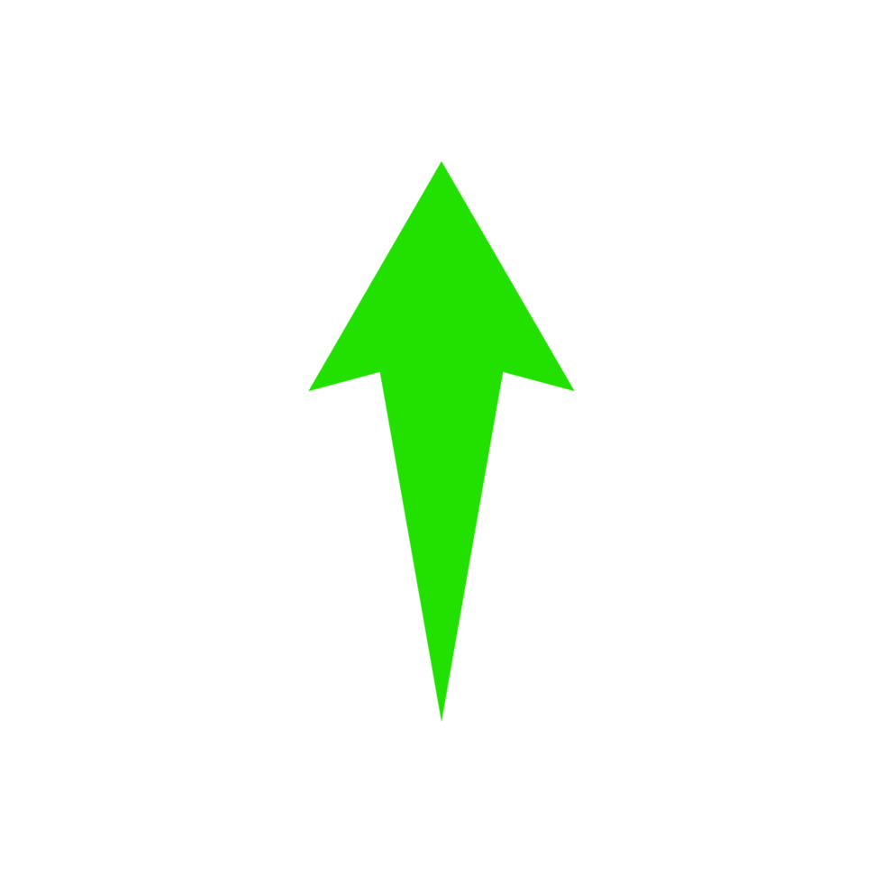 Green upward arrow icon with simple and modern design for profit sign png