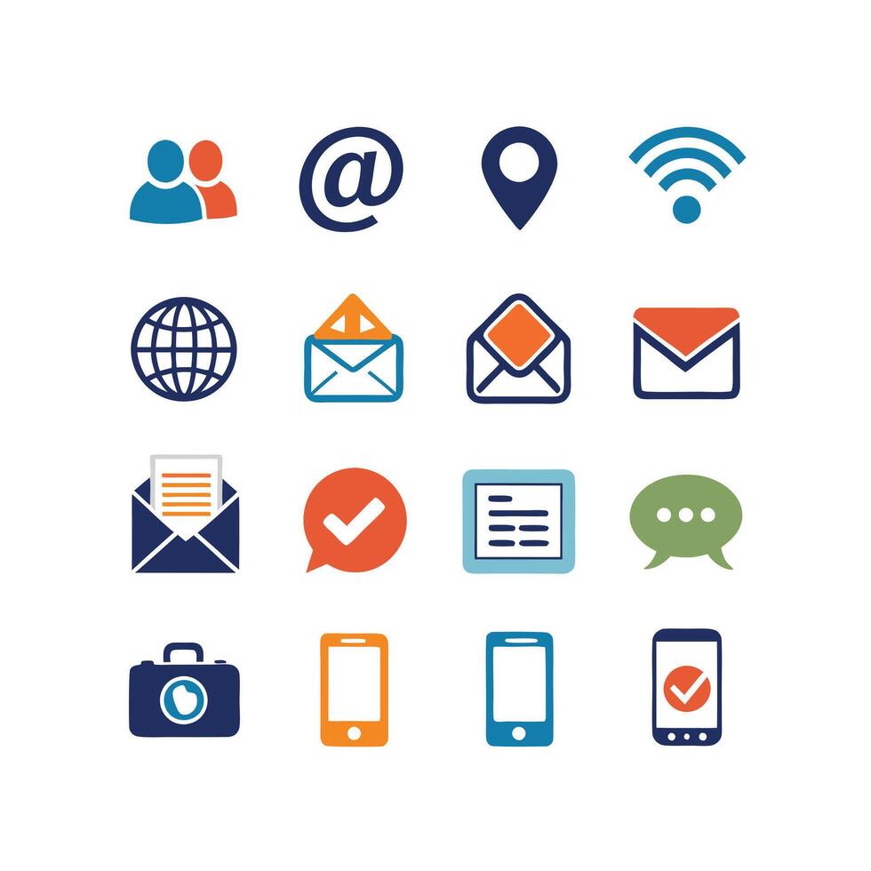 Contact Icon Set Collection Illustration vector