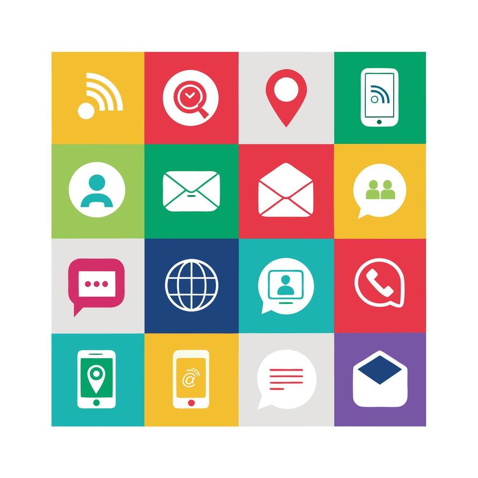 contacto icono conjunto colección ilustración vector