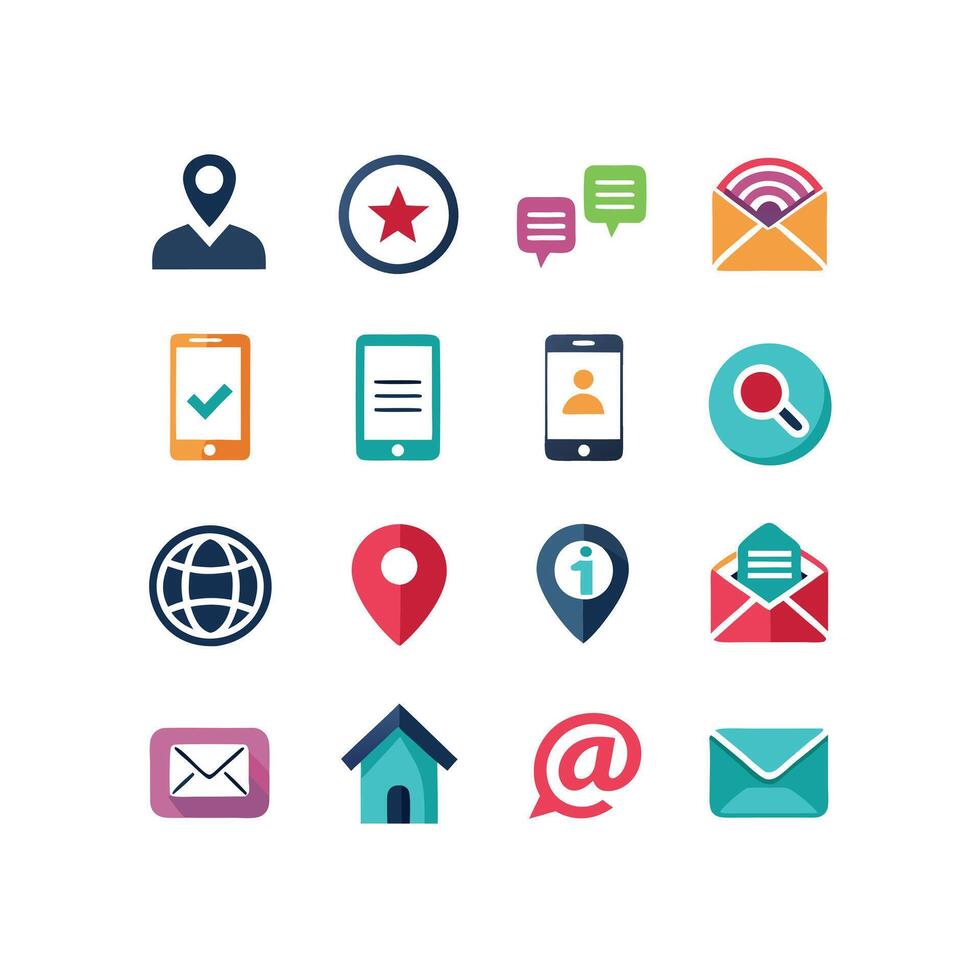 Contact Icon Set Collection Illustration vector