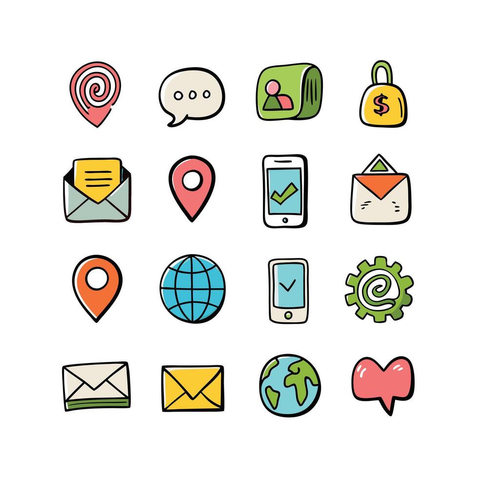 Contact Icon Set Collection Illustration vector