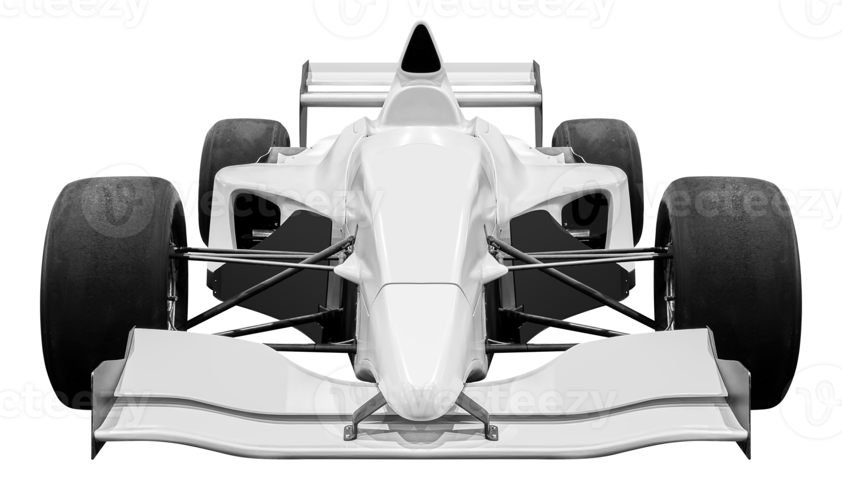 Front view white open wheel racing car png