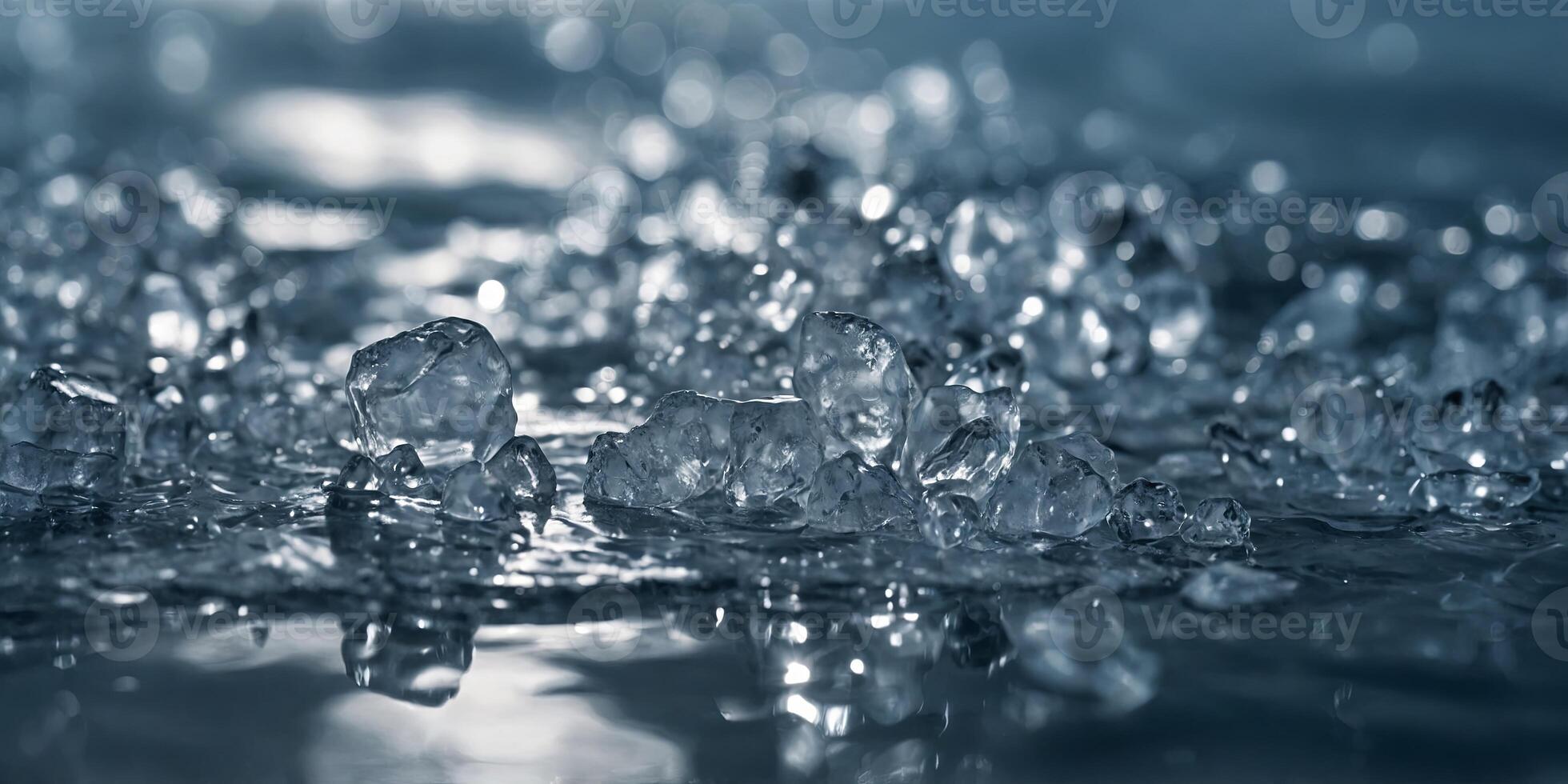 Close-Up of Ice Crystals Forming on Water Surface. photo