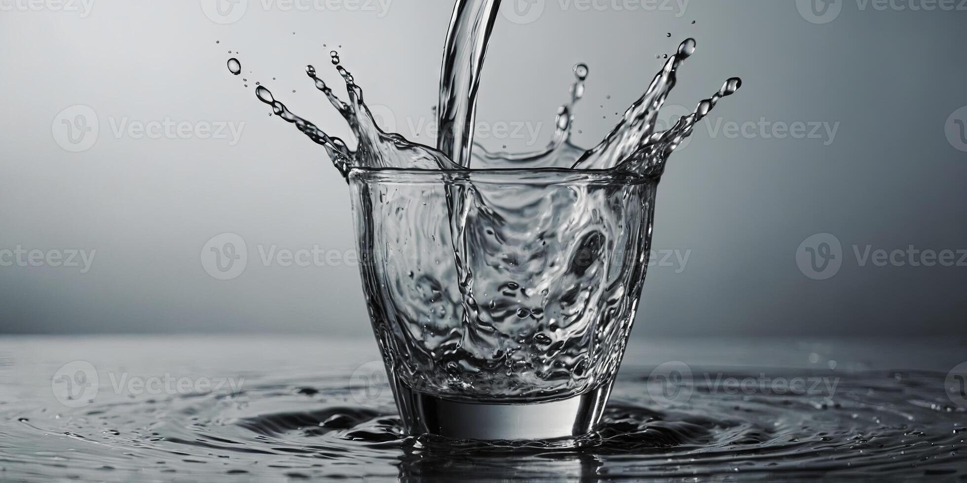Close-up of Liquid Pouring with Splashes. photo