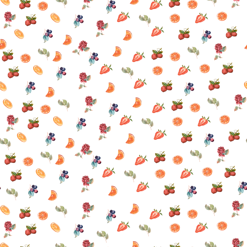 Fruit pattern. Berries and citrus fruits for printing on prints, textiles. seamless pattern of colorful fruits and berries. Summer print with hand drawn fruits png