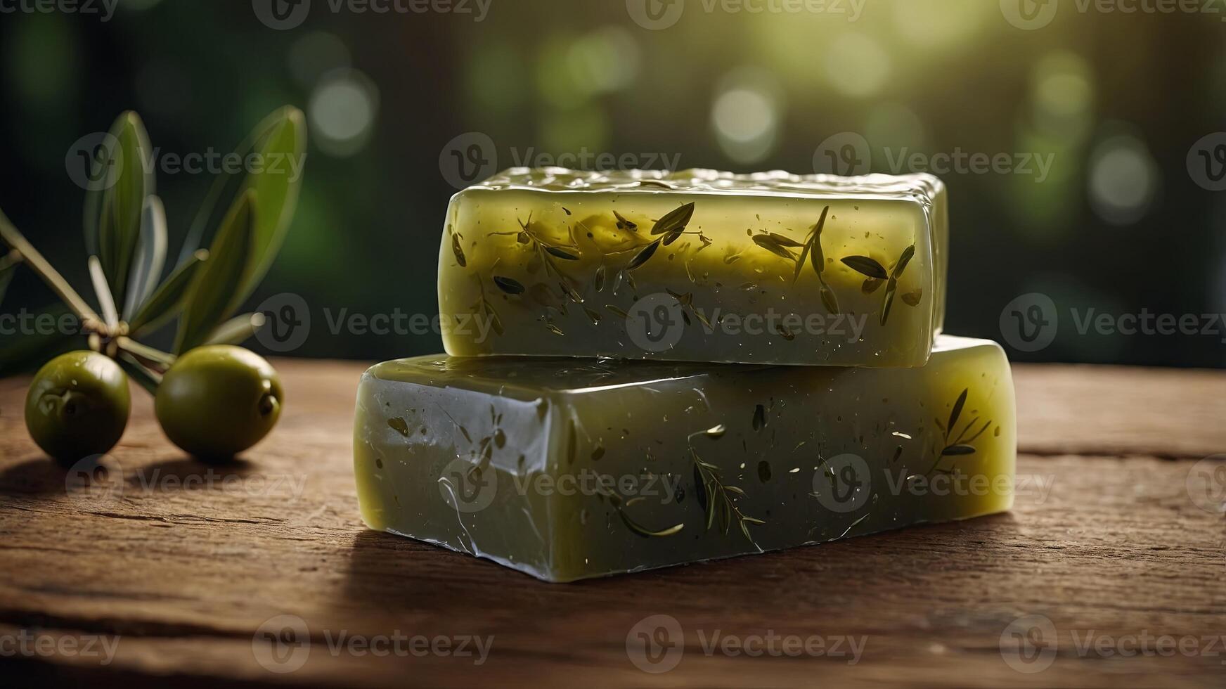 nature product healthy soap with olive oil on wood. photo