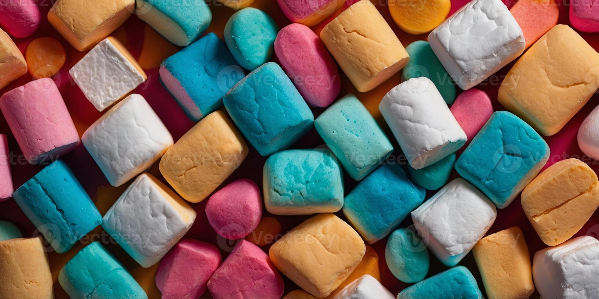 Creative marshmallows background in vibrant colors. photo