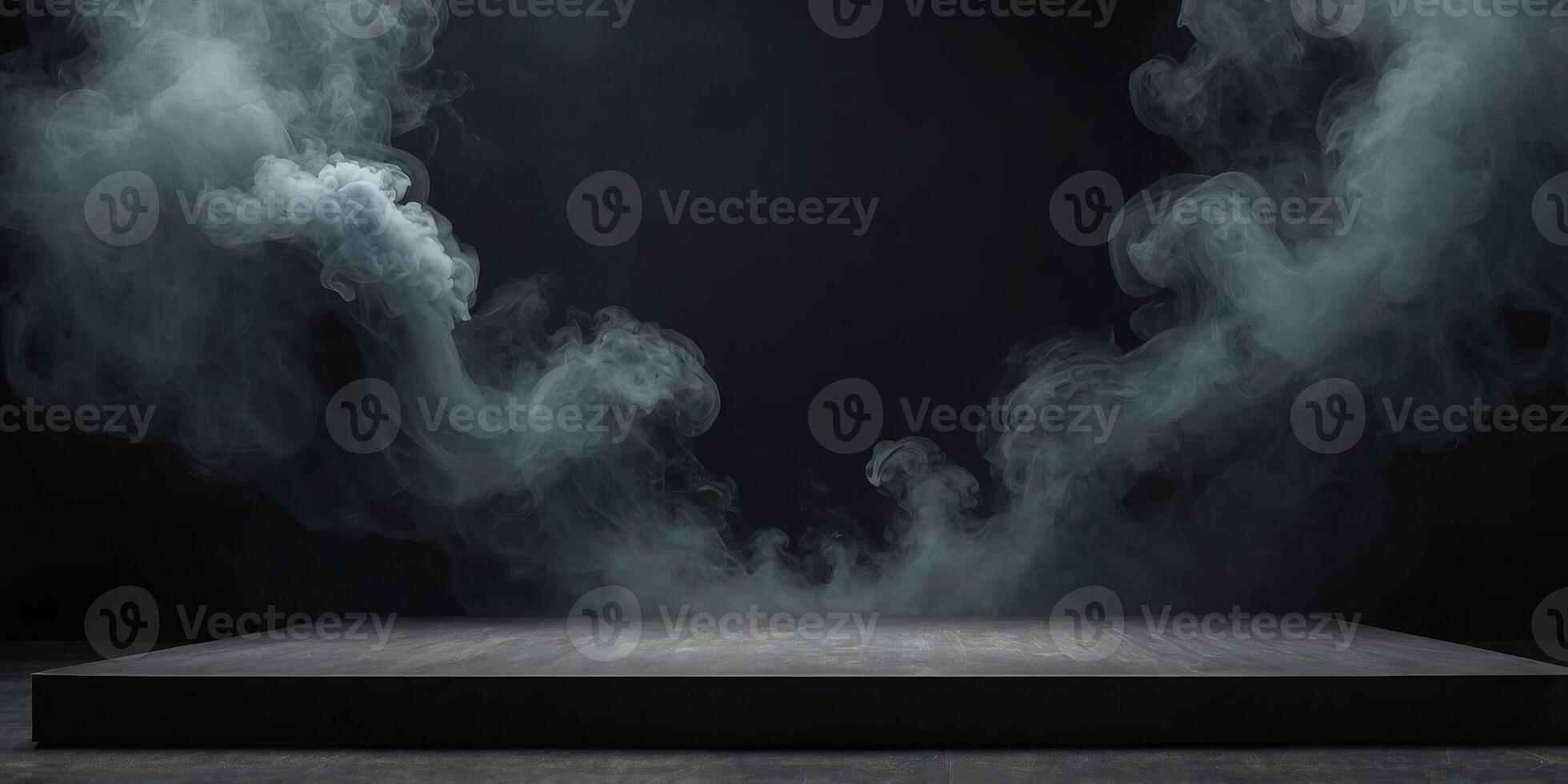 Dark Smoke Podium Background for Product Display. photo