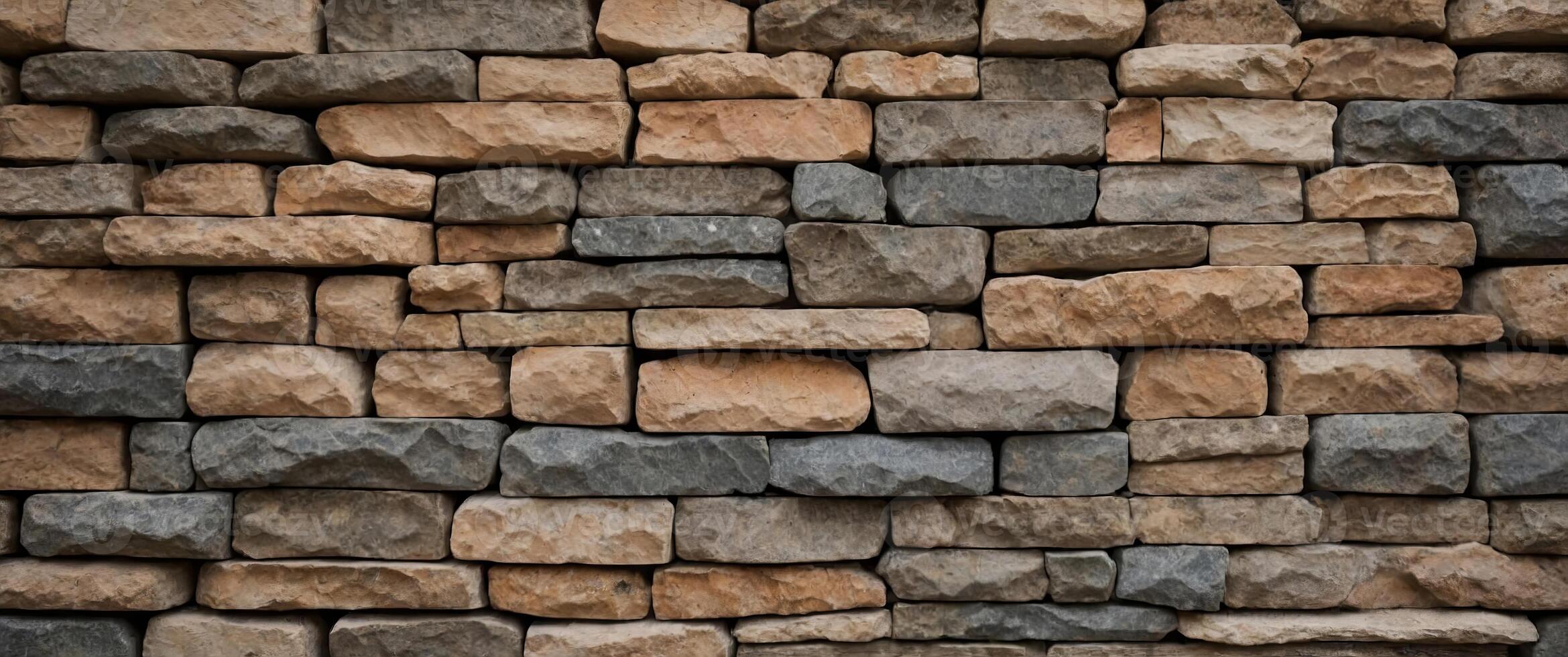 Decorative, uneven stone cladding made of natural materials is being presented in a sample palette for building facade decoration. photo