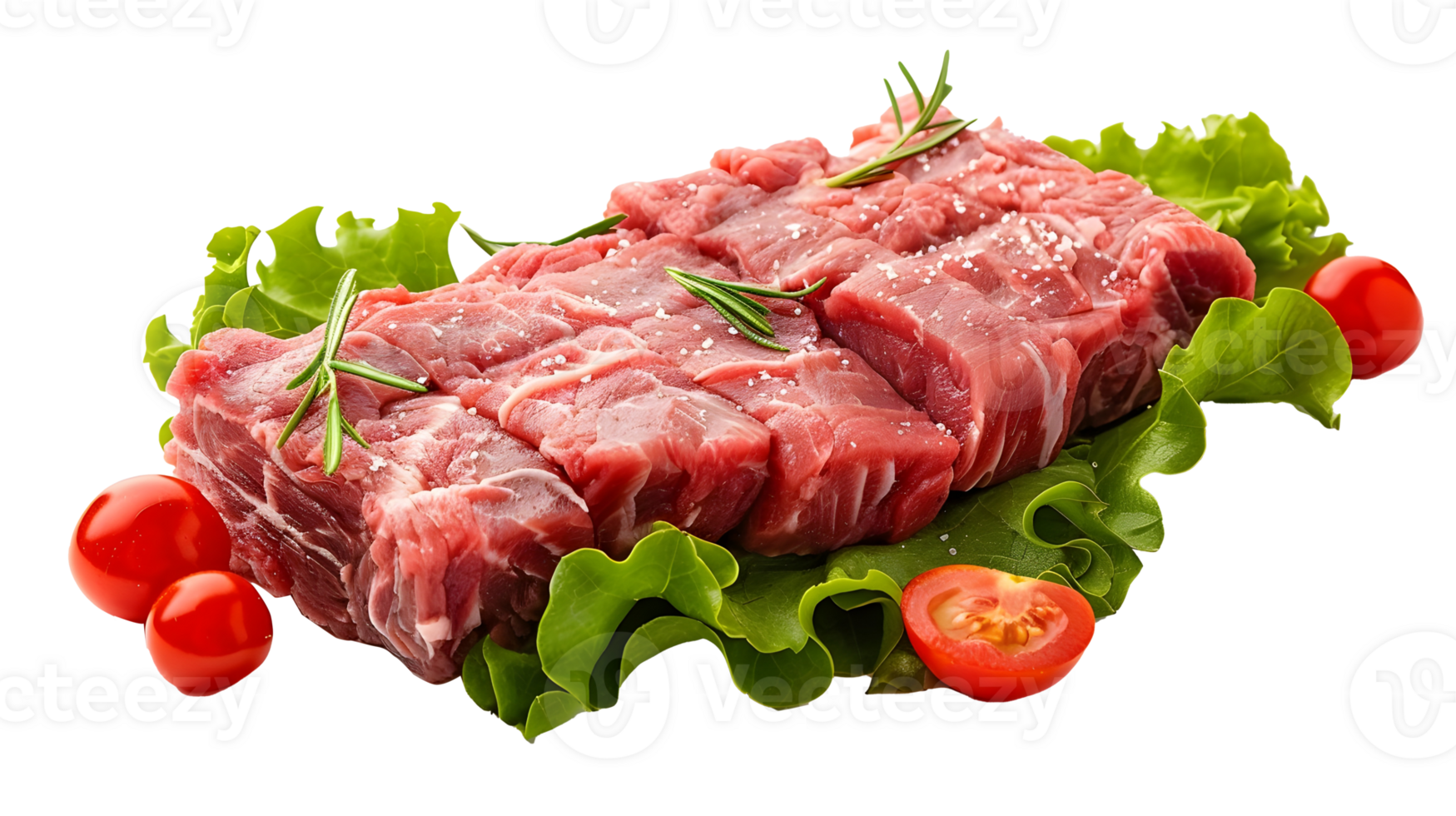 Al generated raw beef steak vegetables isolated on transparent background png