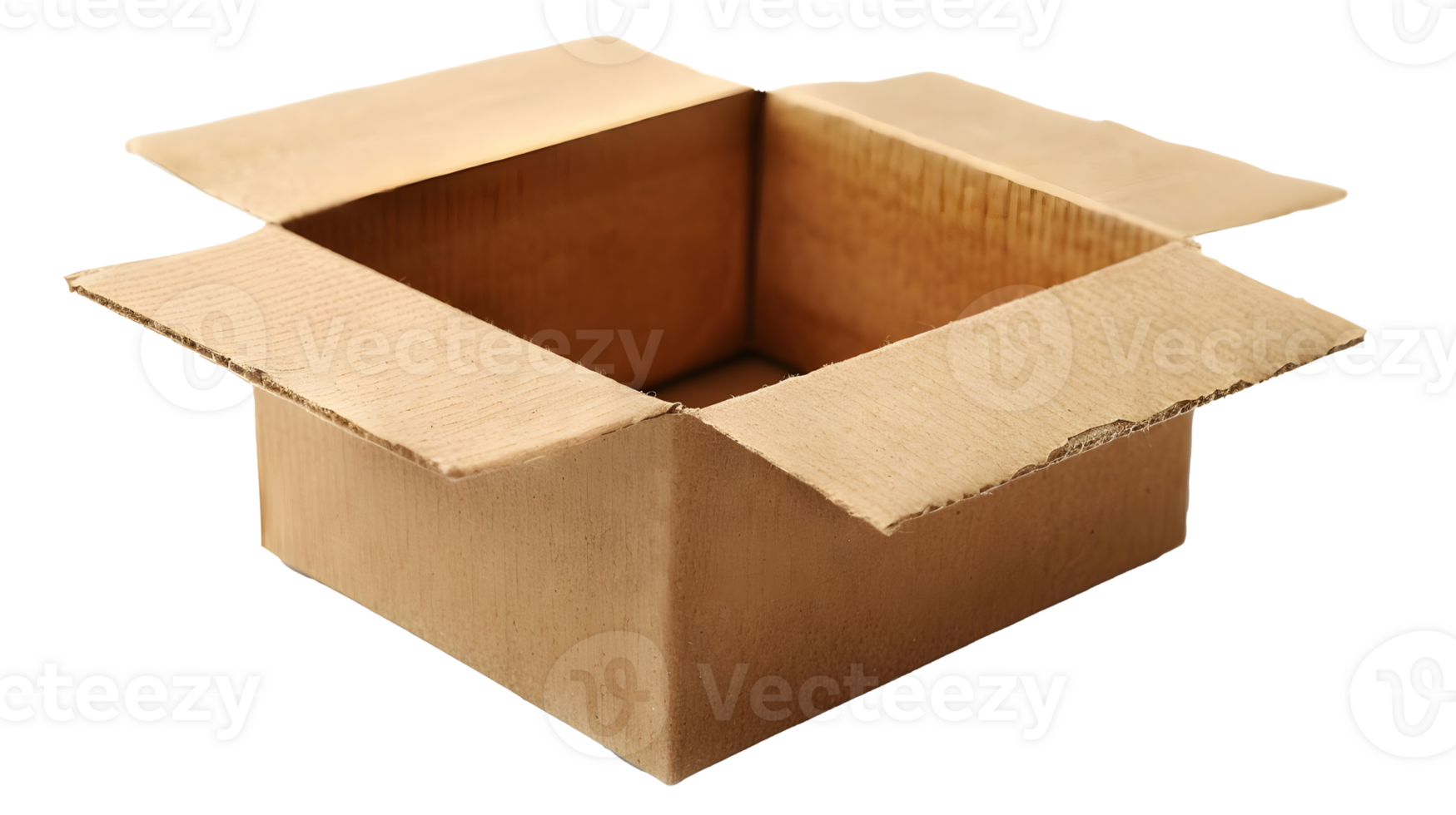Al generated open cardboard box isolated on transparent background png