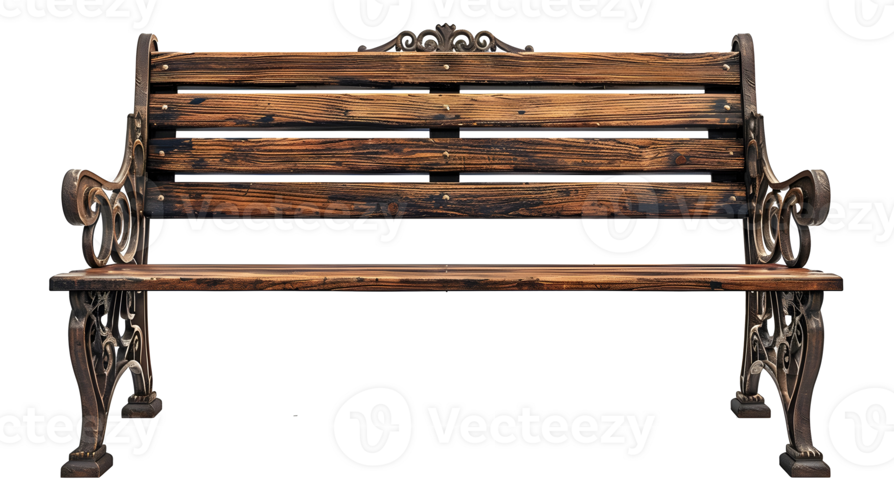 Al generated wooden bench isolated on transparent background png