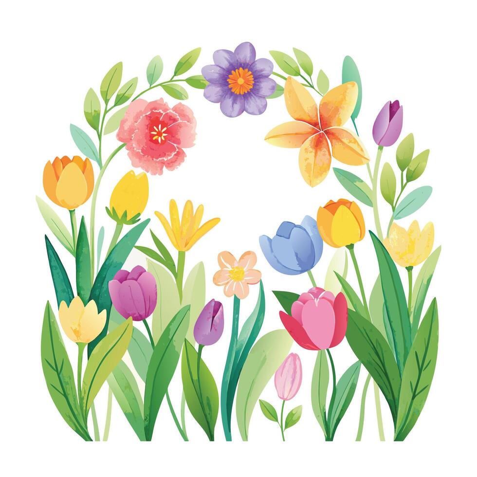 Beautiful Flowers Watercolor Florals Illustration vector