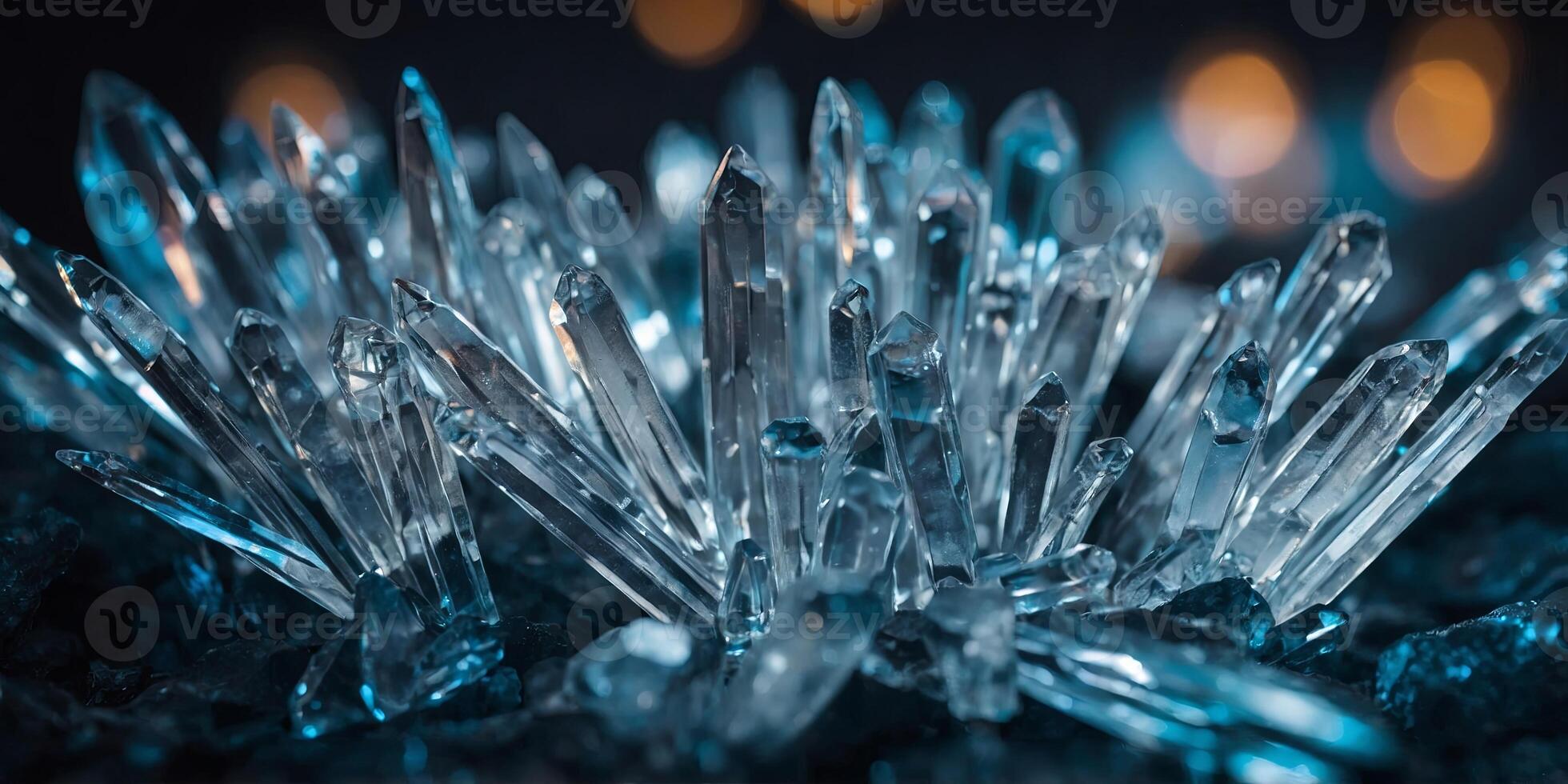 Luminescent crystals grow harnessing tech background. photo