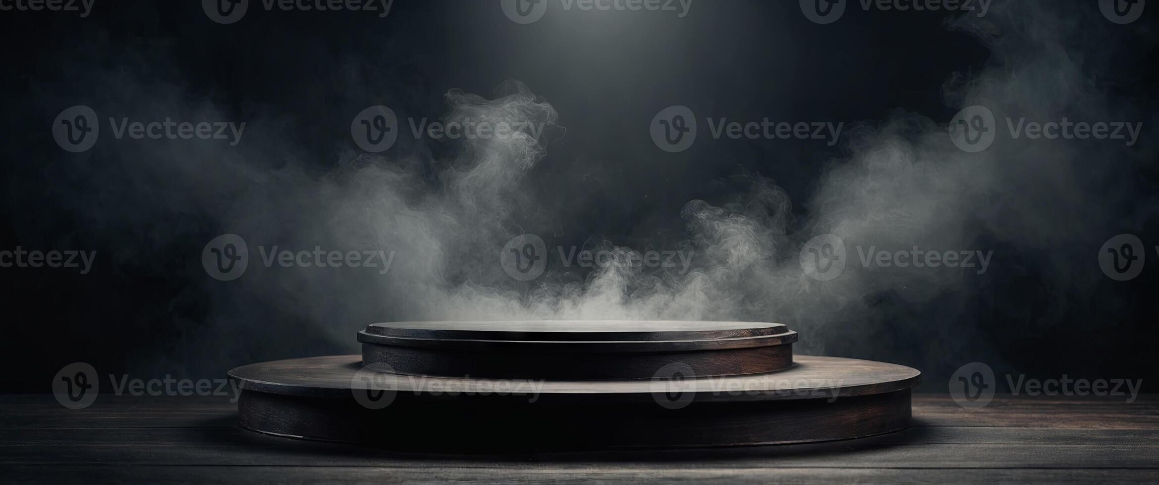 Premium podium product with foggy on a dark backdrop Stand product podium Mockup, Space, Showcase, Presentation. photo