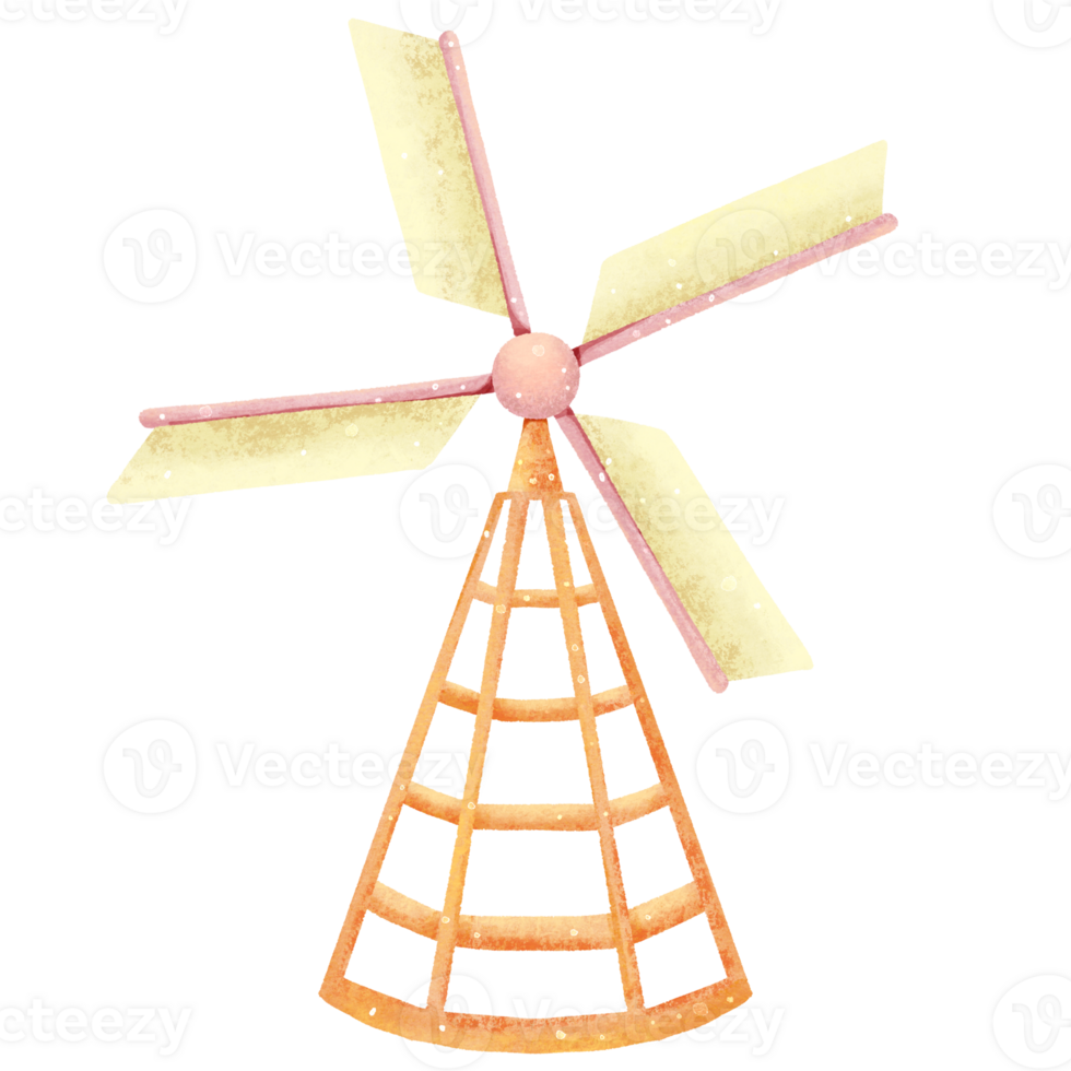 windmill in watercolor png