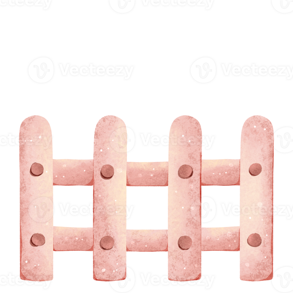 wooden fence painted in watercolor png