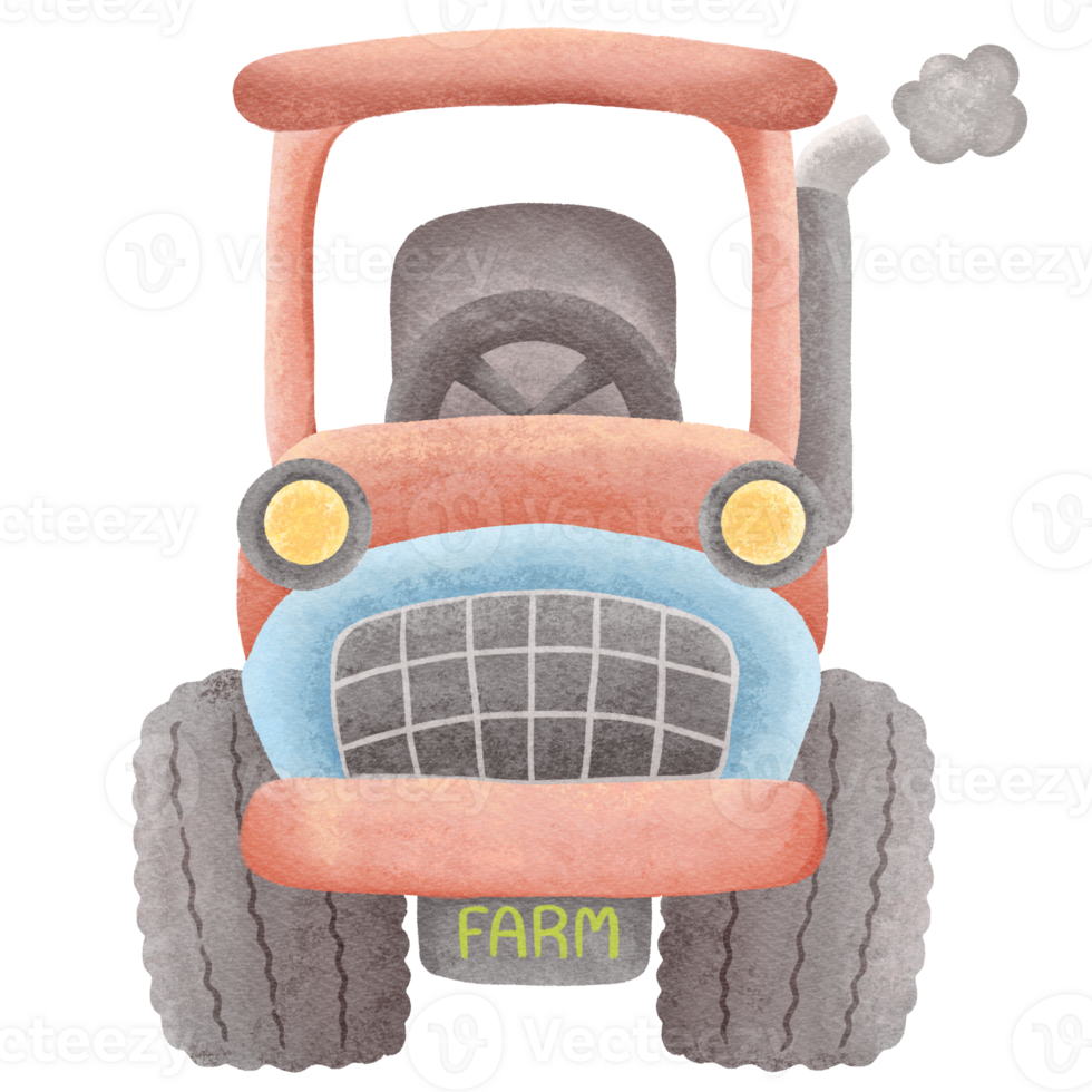 Tractor in watercolor png