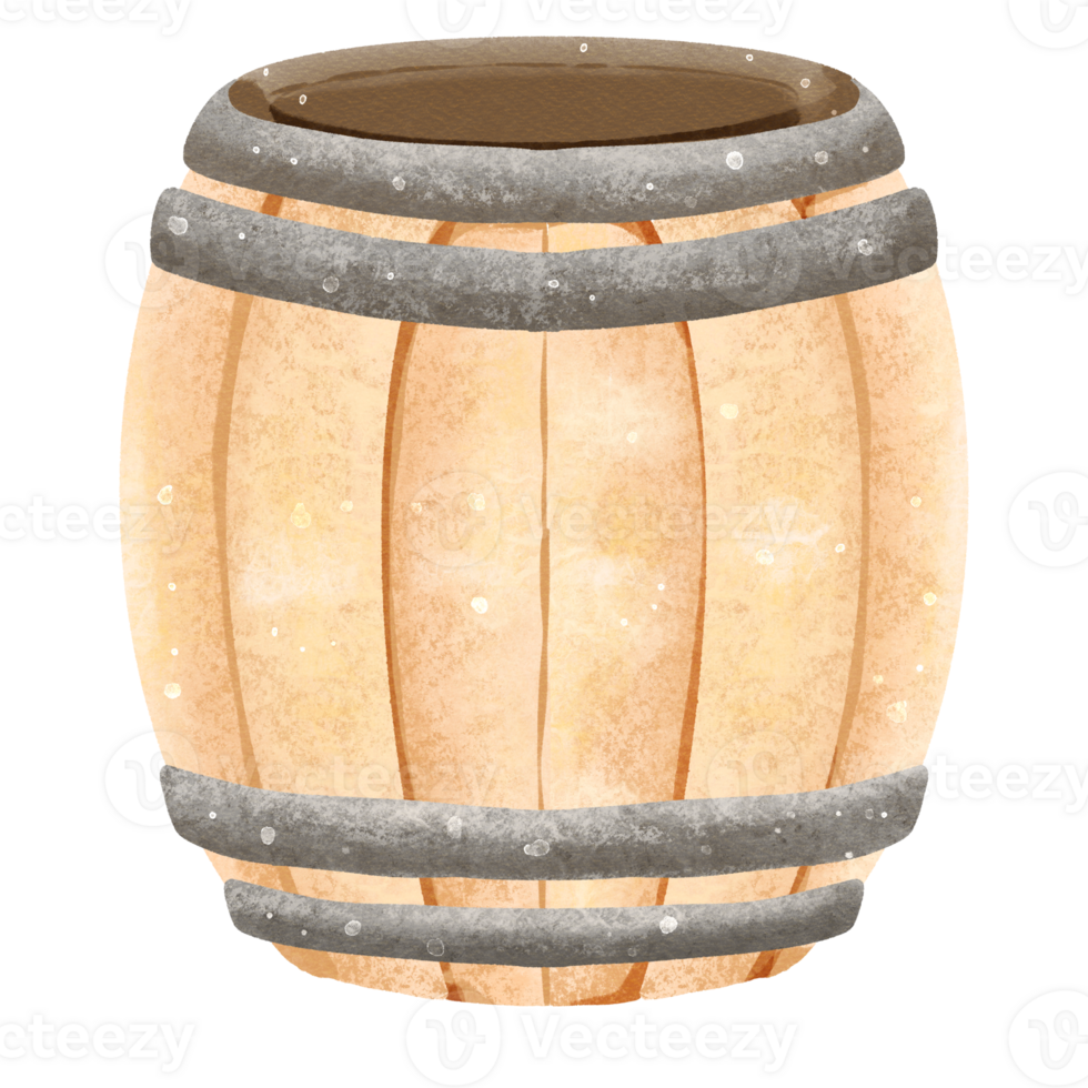 Oak barrel in watercolor style png