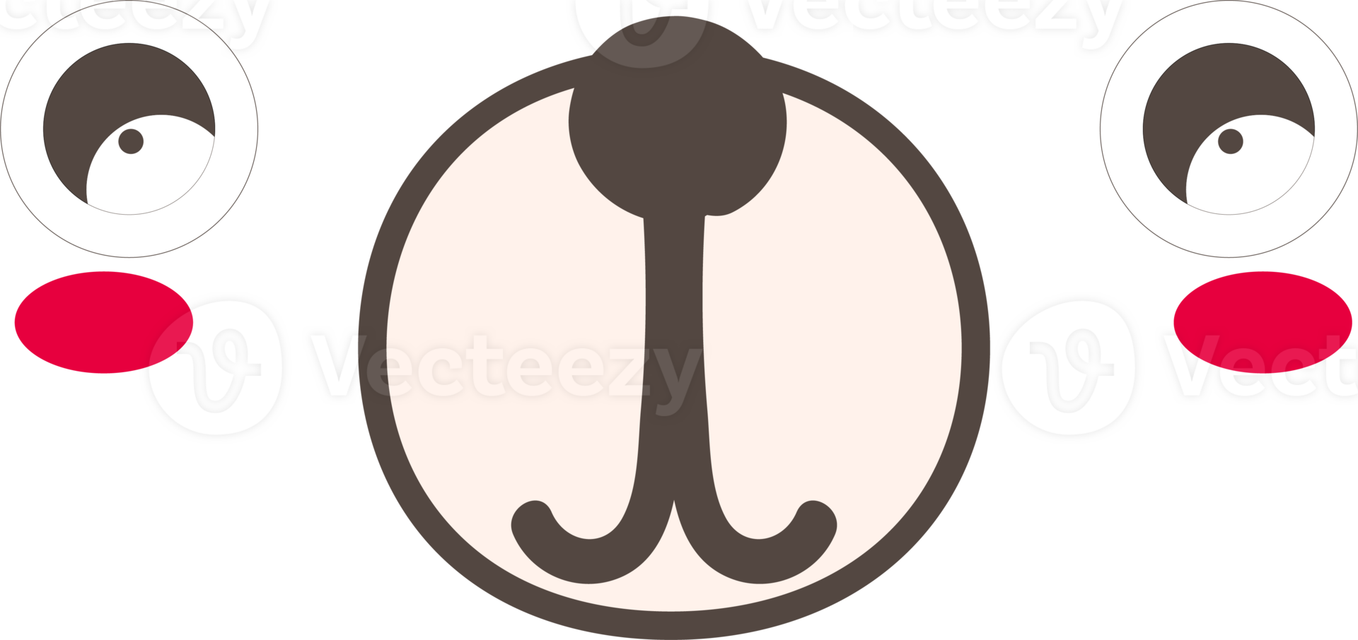 Bear happy face emoji illustration on transparent background. png