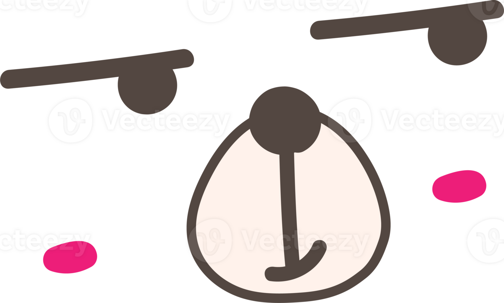 Bear bored face emoji illustration on transparent background. png
