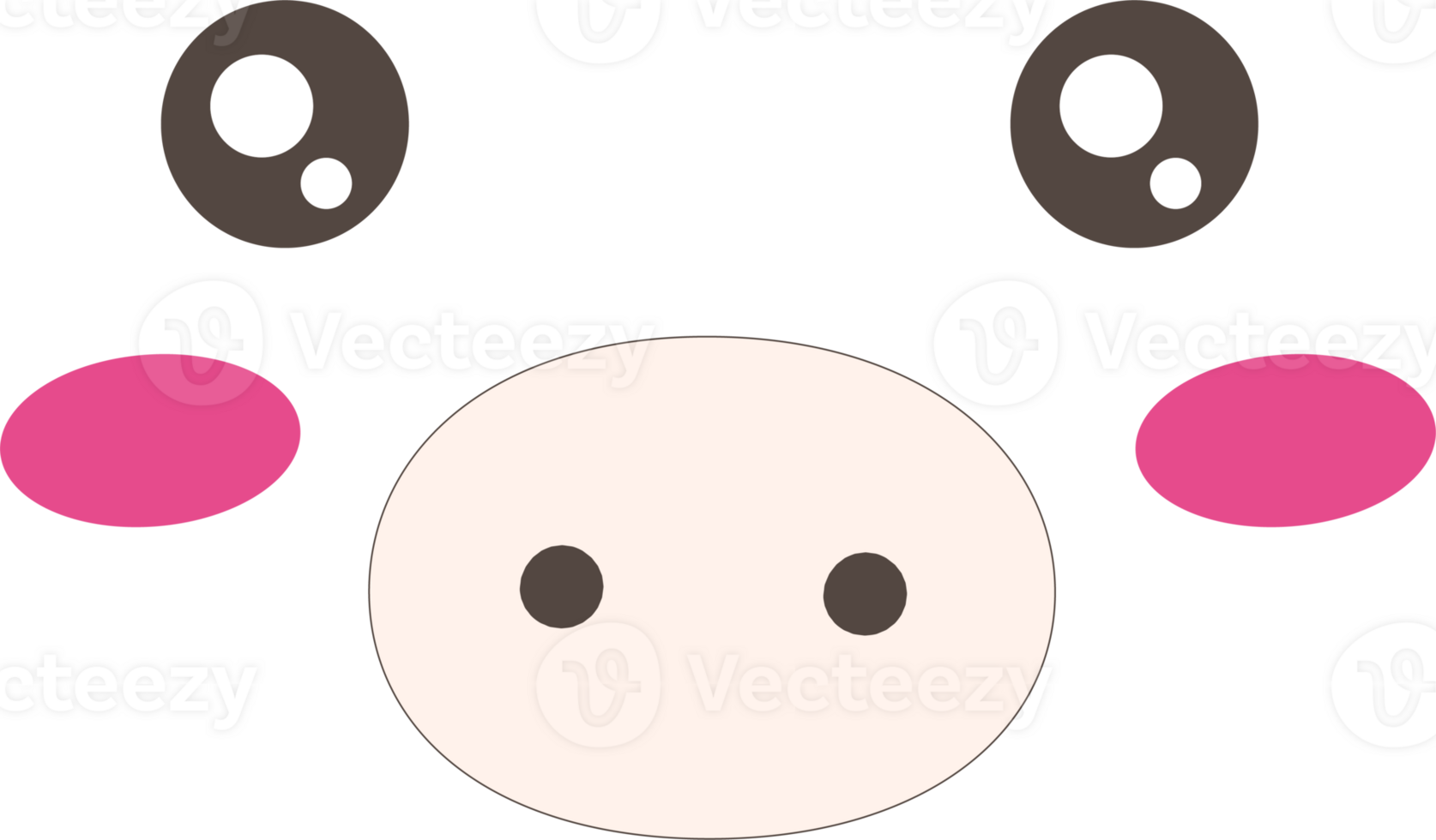 Pig shy face emoji illustration on transparent background. png