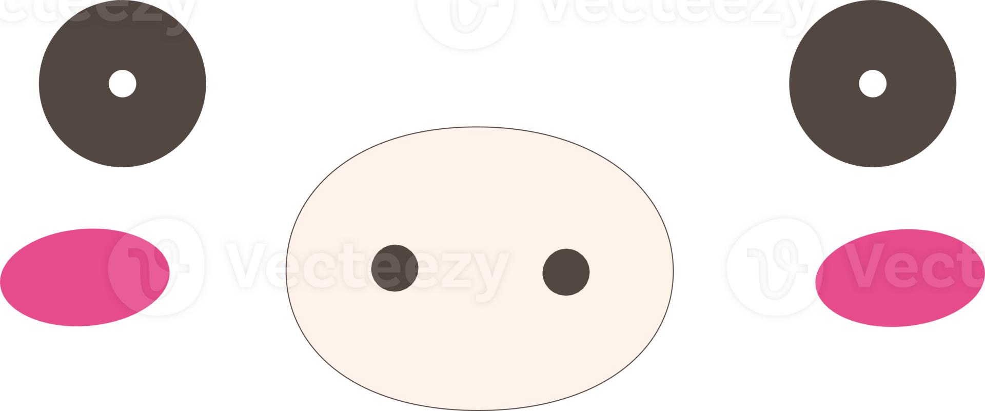 Pig happy face emoji illustration on transparent background. png