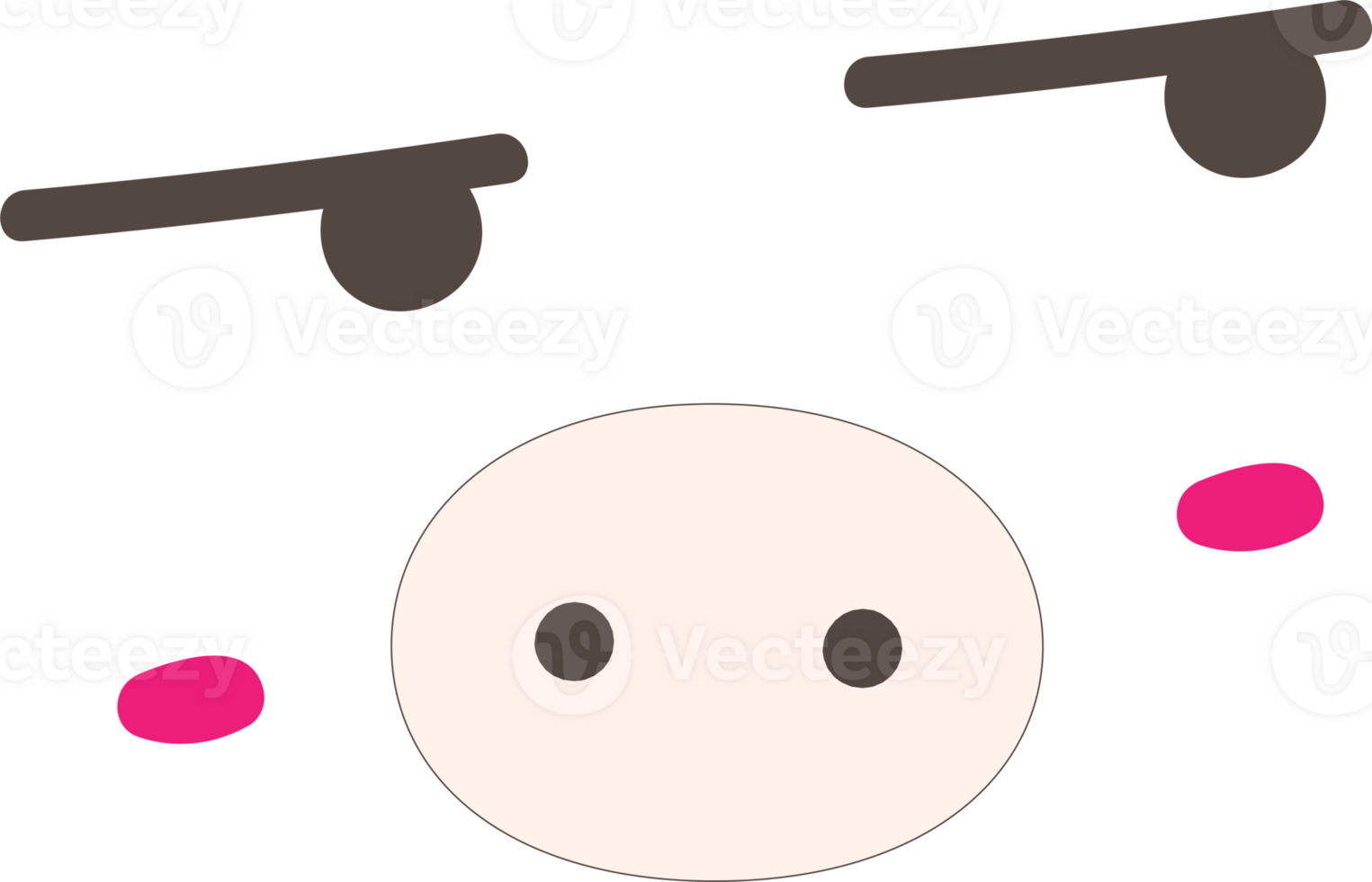 Pig bored face emoji illustration on transparent background. png