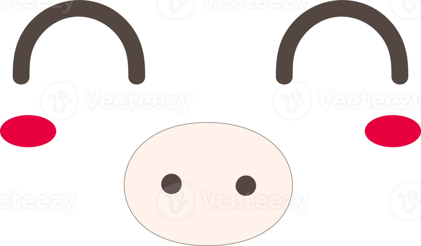 Pig happy face emoji illustration on transparent background. png