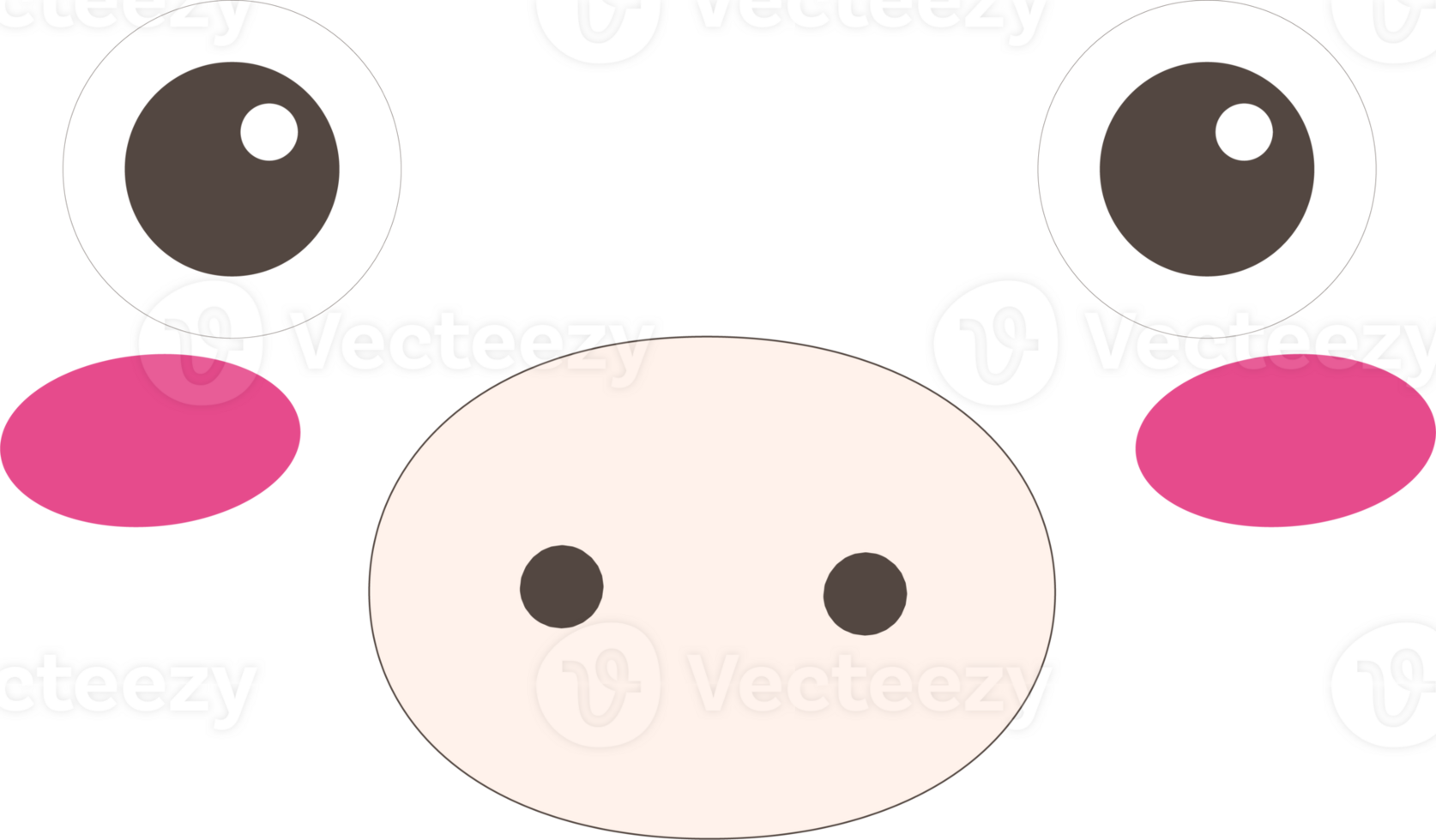 Pig happy face emoji illustration on transparent background. png