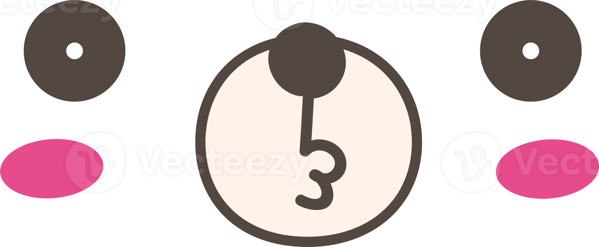 Bear happy face emoji illustration on transparent background. png
