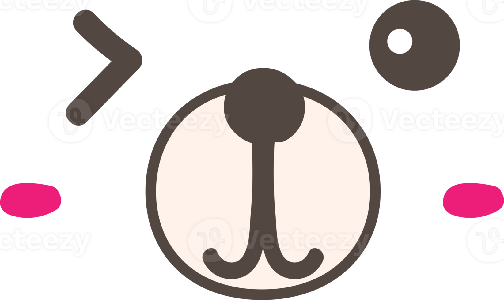 Bear wink face emoji illustration on transparent background. png
