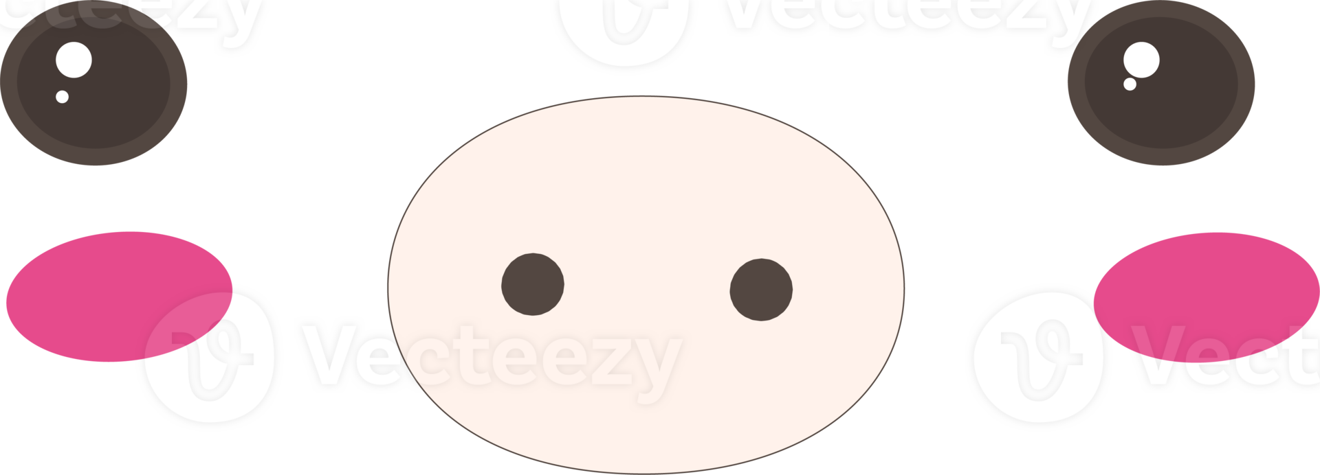 Pig happy face emoji illustration on transparent background. png