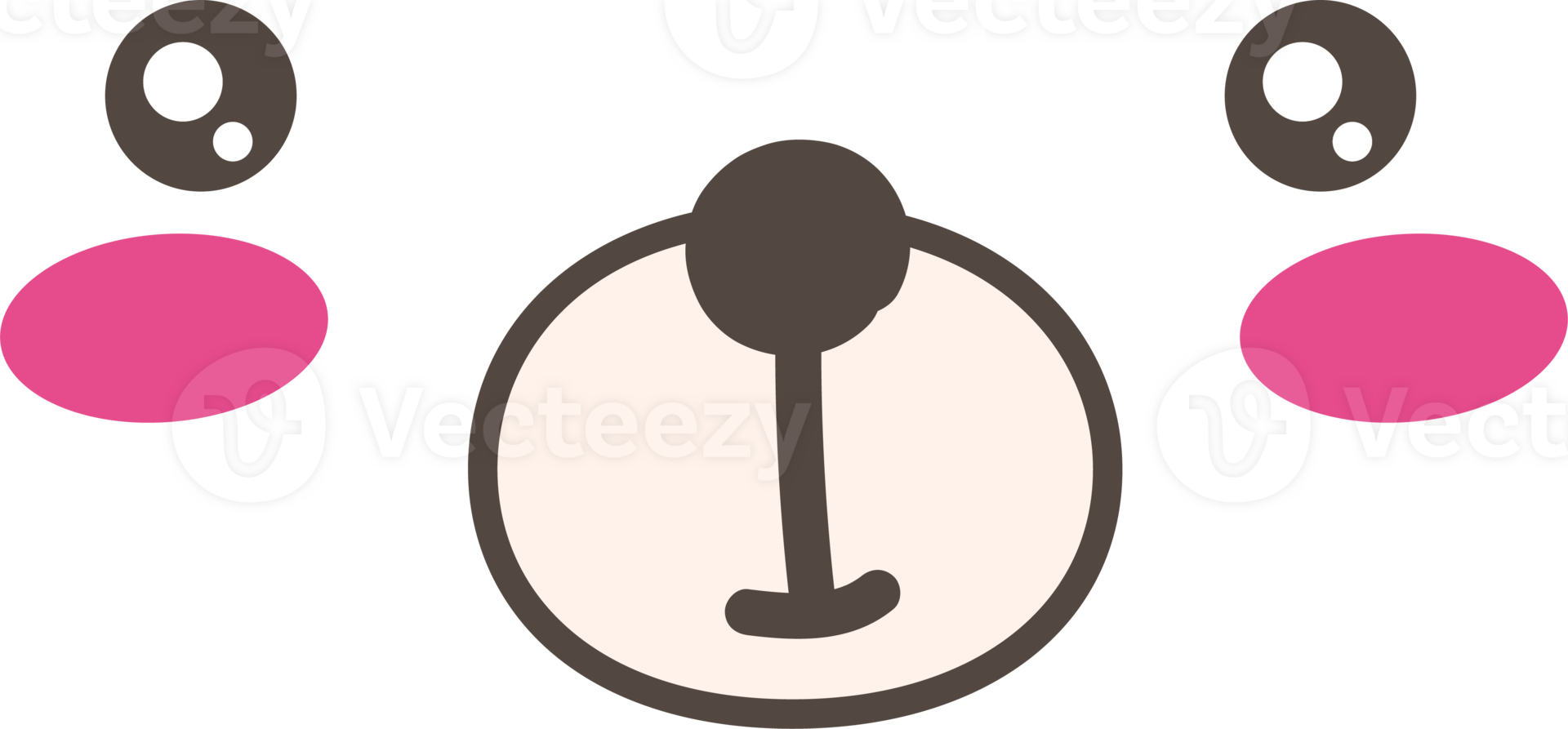 Bear happy face emoji illustration on transparent background. png