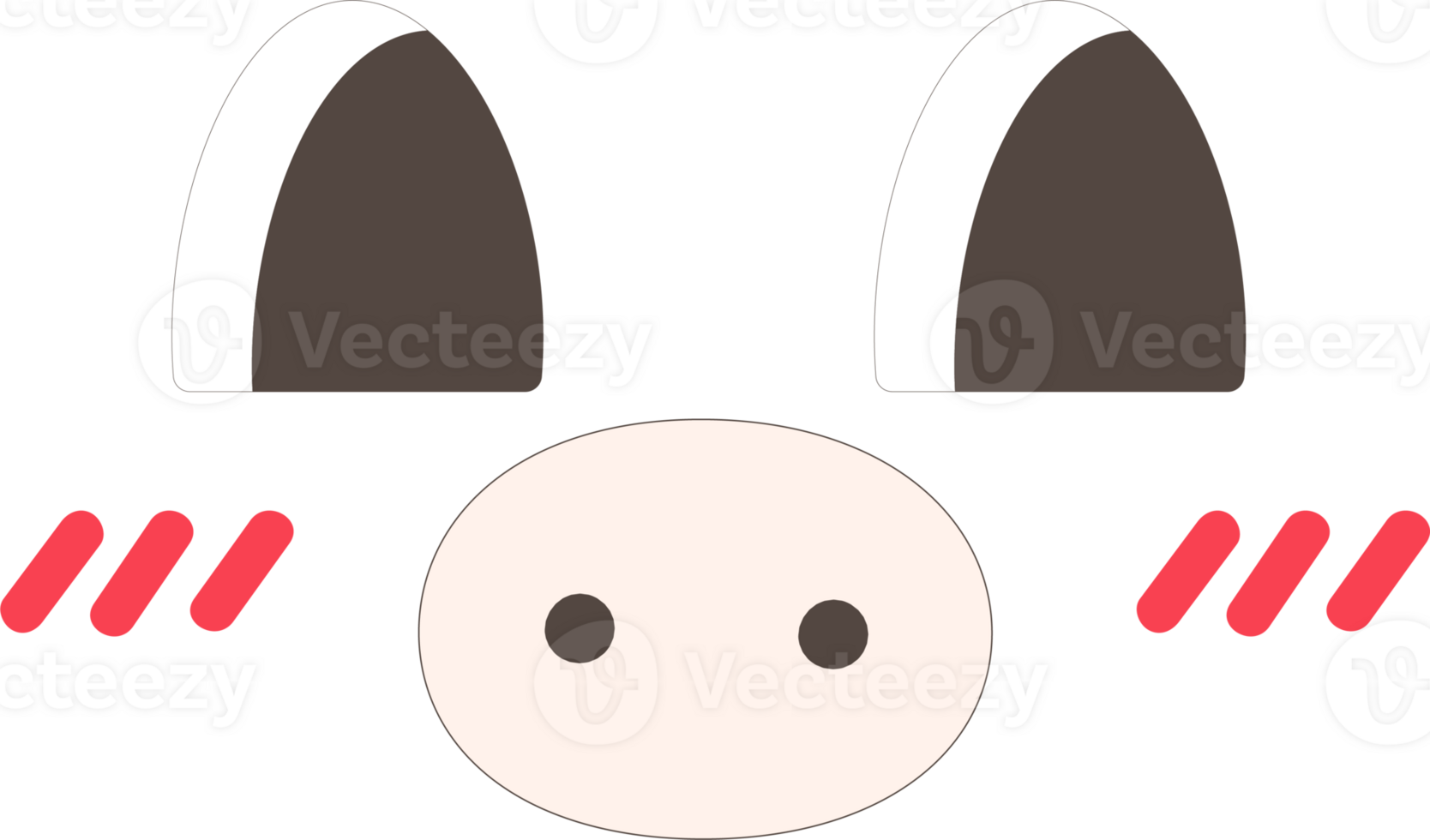 Pig shy face emoji illustration on transparent background. png