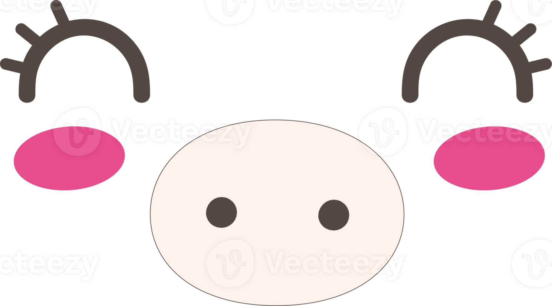 Pig happy face emoji illustration on transparent background. png