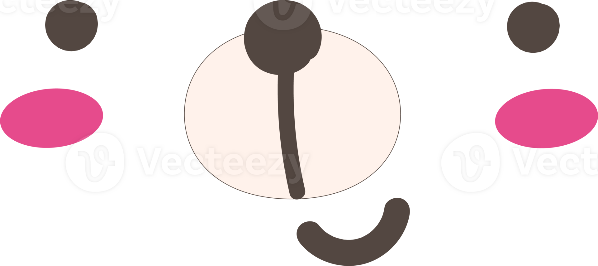 Bear happy face emoji illustration on transparent background. png