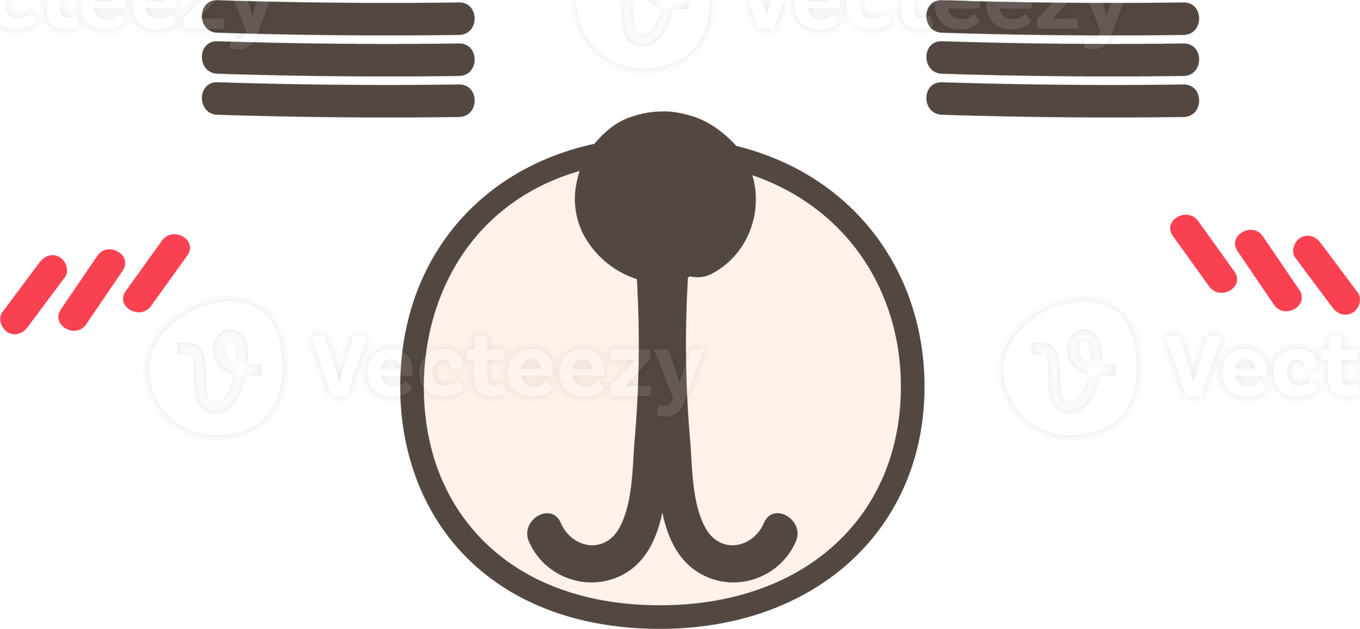Bear bored face emoji illustration on transparent background. png