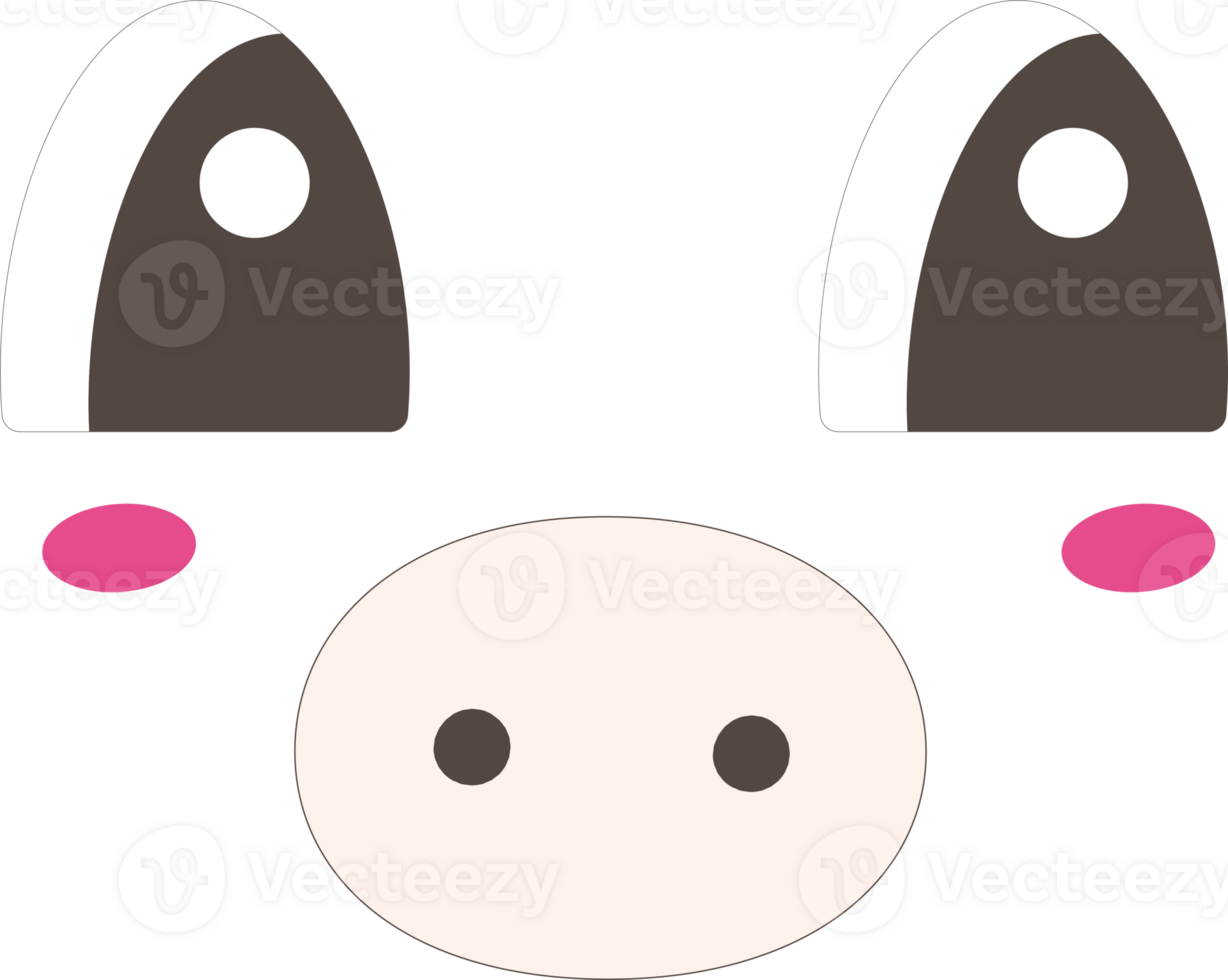 Pig happy face emoji illustration on transparent background. png