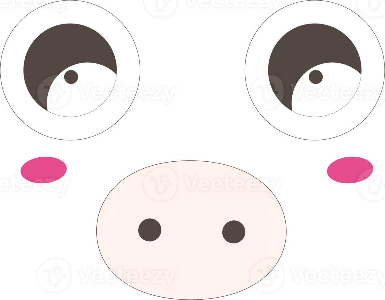 Pig happy face emoji illustration on transparent background. png