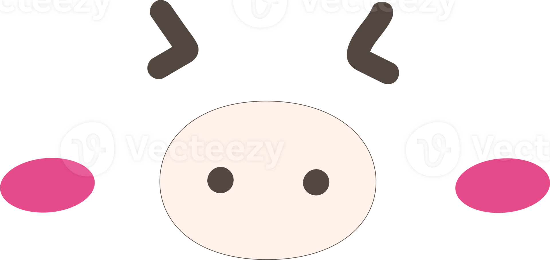 Pig shy face emoji illustration on transparent background. png