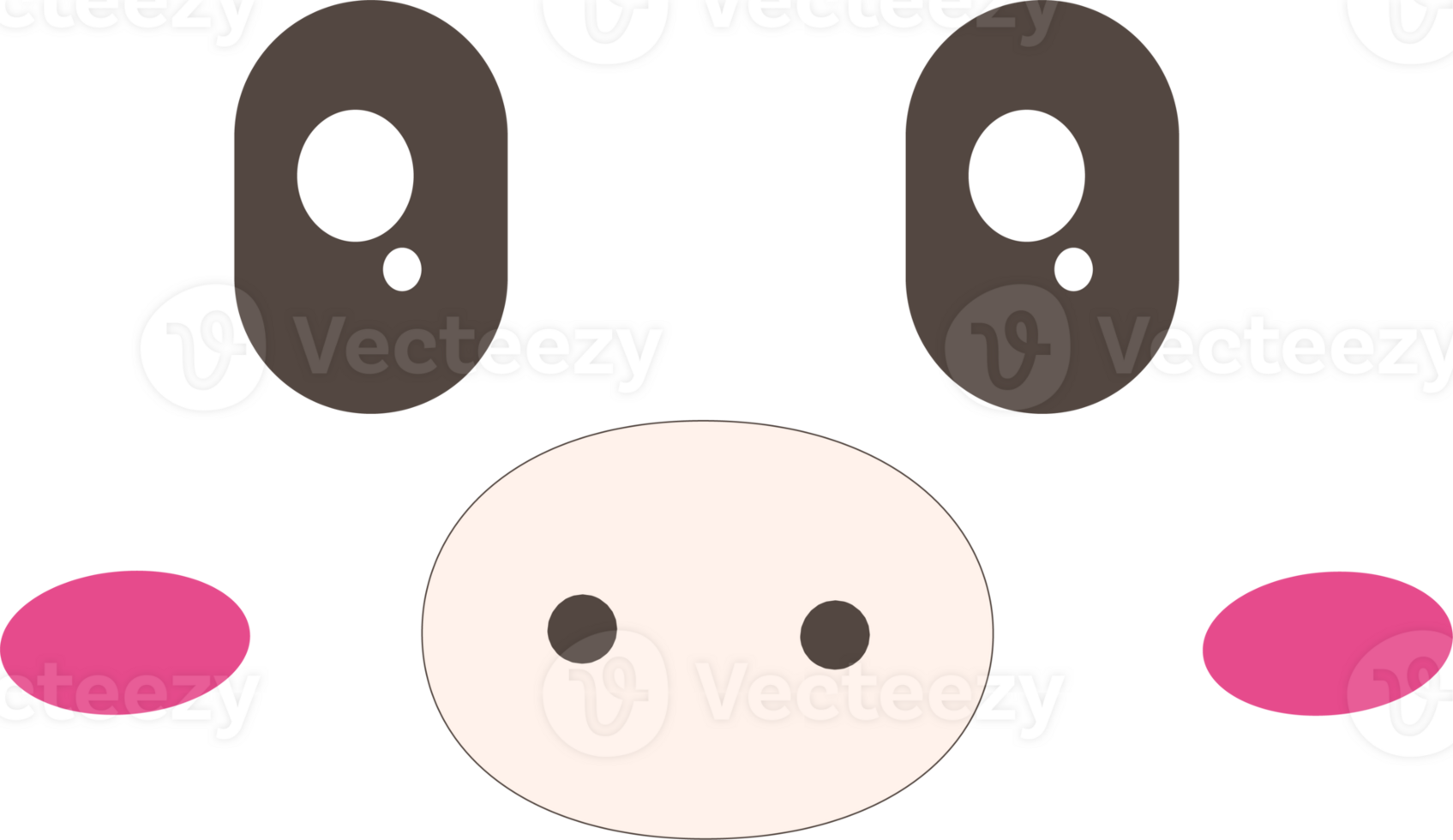 Pig happy face emoji illustration on transparent background. png